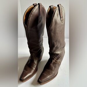 J.B. Dillon Brown Leather Pointed Toe Western Boots